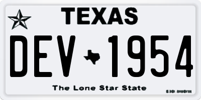 TX license plate DEV1954