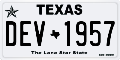 TX license plate DEV1957