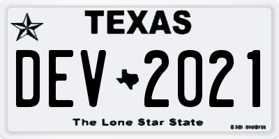 TX license plate DEV2021