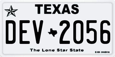 TX license plate DEV2056