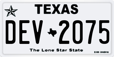 TX license plate DEV2075