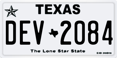 TX license plate DEV2084