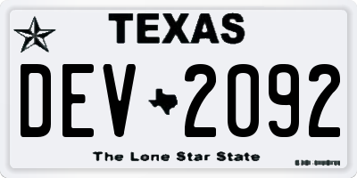 TX license plate DEV2092