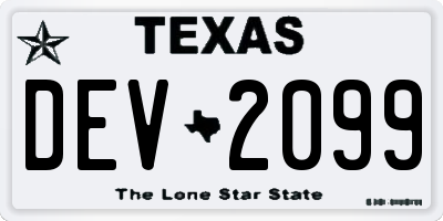 TX license plate DEV2099