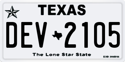 TX license plate DEV2105