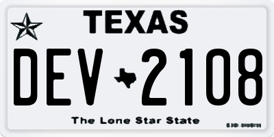 TX license plate DEV2108