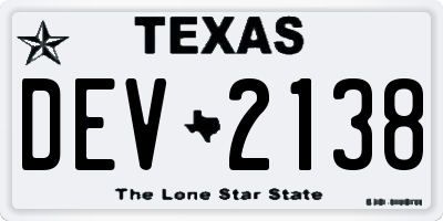 TX license plate DEV2138