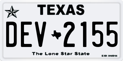 TX license plate DEV2155