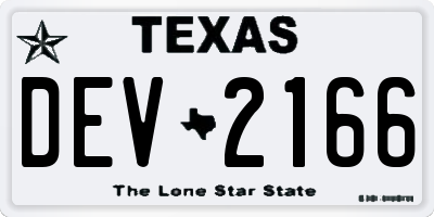 TX license plate DEV2166