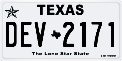 TX license plate DEV2171