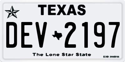 TX license plate DEV2197