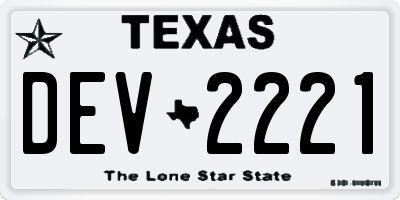TX license plate DEV2221