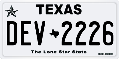 TX license plate DEV2226