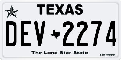 TX license plate DEV2274