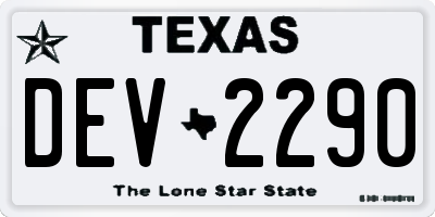 TX license plate DEV2290