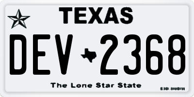 TX license plate DEV2368