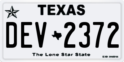 TX license plate DEV2372