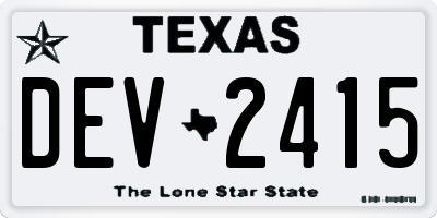 TX license plate DEV2415