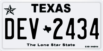 TX license plate DEV2434