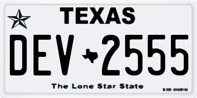 TX license plate DEV2555