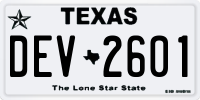 TX license plate DEV2601