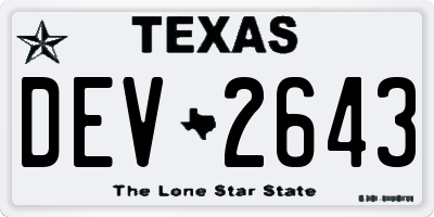 TX license plate DEV2643