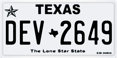 TX license plate DEV2649