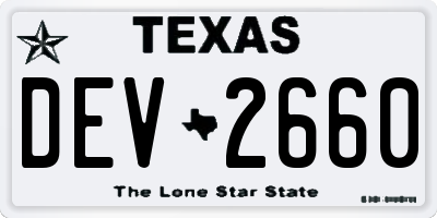 TX license plate DEV2660