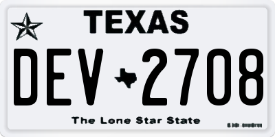TX license plate DEV2708