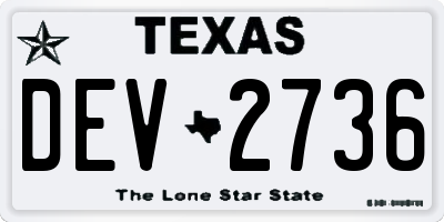 TX license plate DEV2736