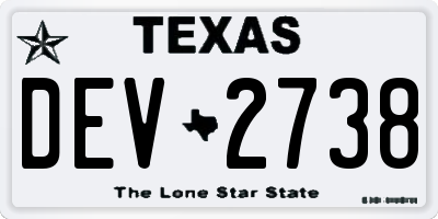 TX license plate DEV2738