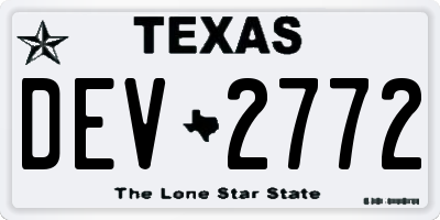 TX license plate DEV2772