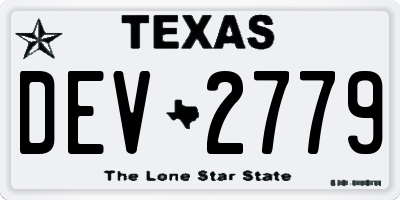 TX license plate DEV2779