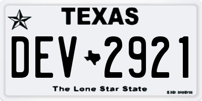 TX license plate DEV2921