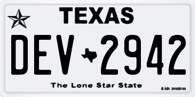 TX license plate DEV2942