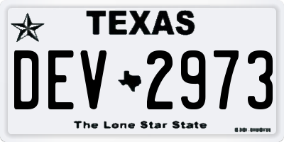 TX license plate DEV2973