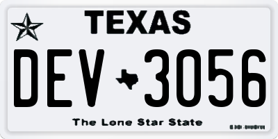 TX license plate DEV3056