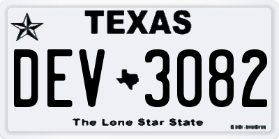 TX license plate DEV3082