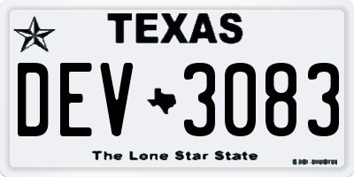 TX license plate DEV3083