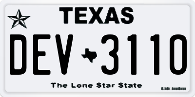 TX license plate DEV3110