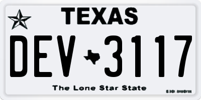 TX license plate DEV3117
