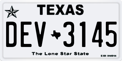 TX license plate DEV3145