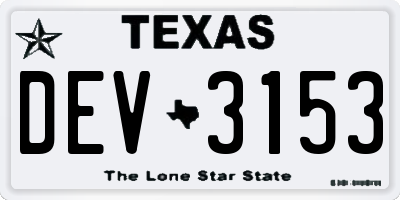 TX license plate DEV3153