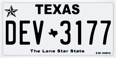 TX license plate DEV3177