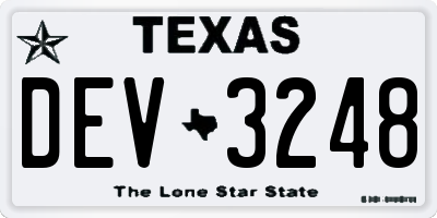 TX license plate DEV3248