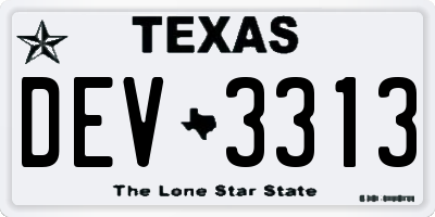 TX license plate DEV3313