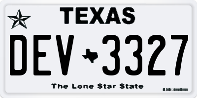 TX license plate DEV3327