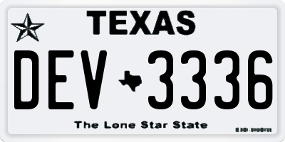 TX license plate DEV3336