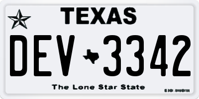 TX license plate DEV3342