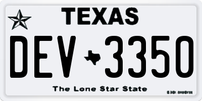 TX license plate DEV3350